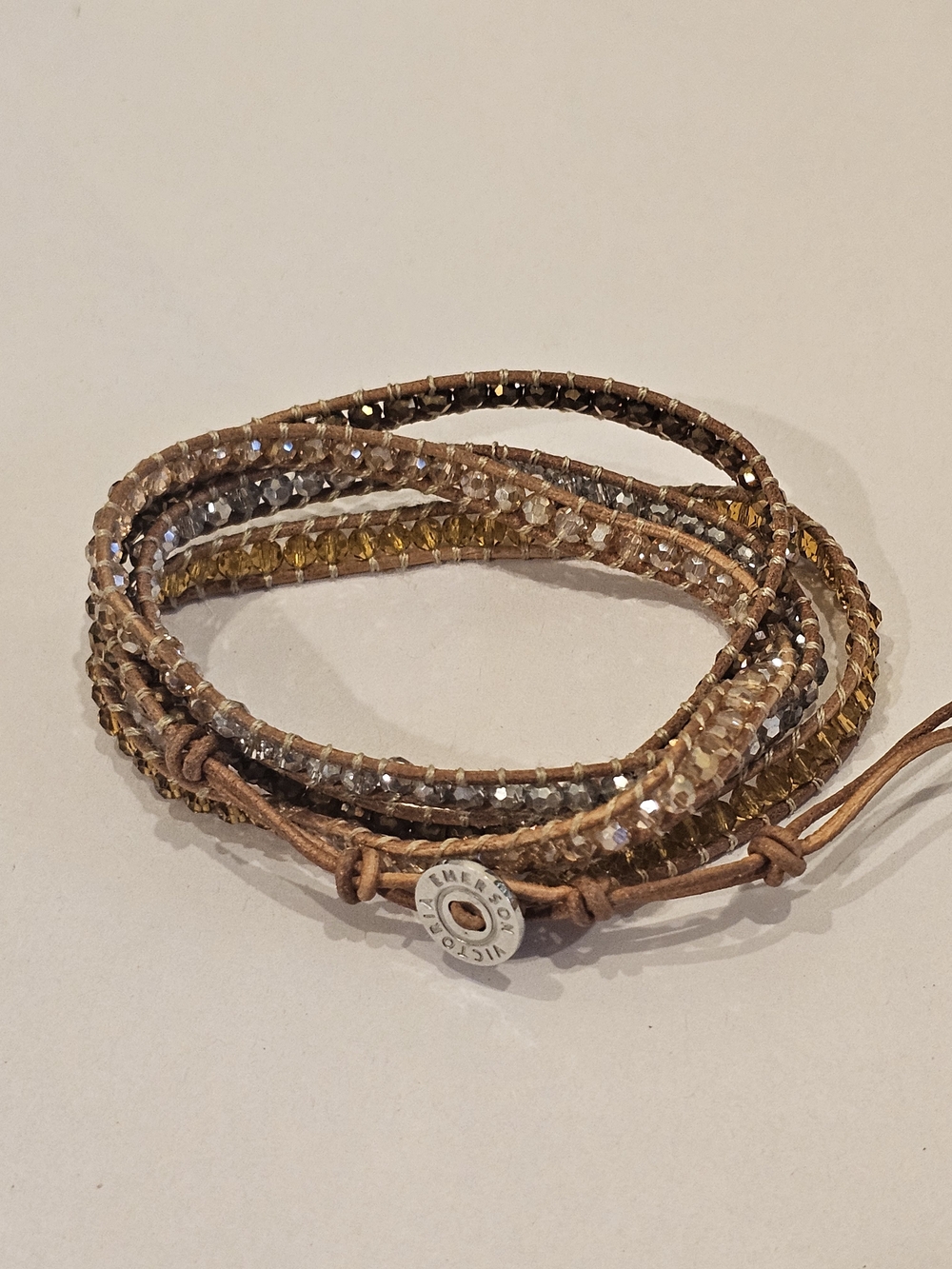 Victoria Emerson Brown and Gold Beaded Wrap Bracelet